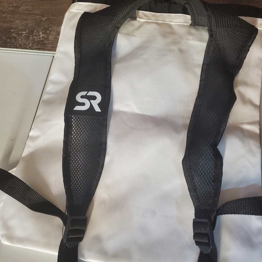 Sweet Sweat Gym Drawstring Bag/ Backpack White Black workout running lifting bag - Picture 2 of 2